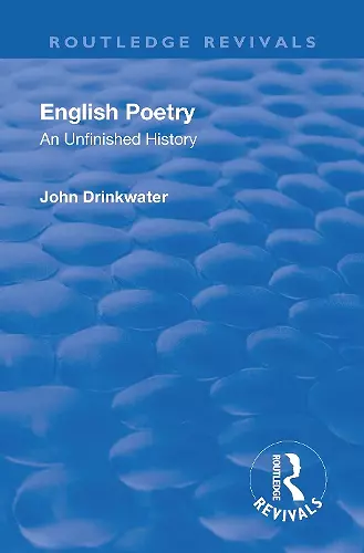 Revival: English Poetry: An unfinished history (1938) cover