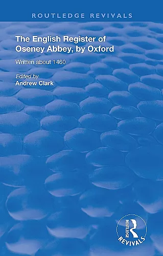 The English Register of Oseney Abbey, by Oxford cover