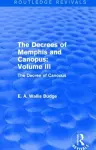 The Decrees of Memphis and Canopus: Vol. III (Routledge Revivals) cover