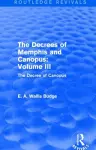 The Decrees of Memphis and Canopus: Vol. III (Routledge Revivals) cover