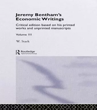 Jeremy Bentham's Economic Writings cover