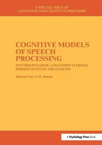 Cognitive Models of Speech Processing cover