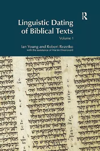 Linguistic Dating of Biblical Texts: Vol 1 cover