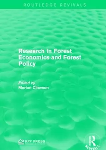 Research in Forest Economics and Forest Policy cover