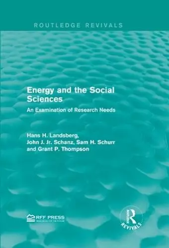 Energy and the Social Sciences cover