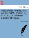 Occasional Poems, First Printed 1655. [Edited by S. E. B., i.e. Samuel Egerton Brydges.] cover