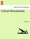 Critical Miscellanies. cover