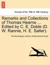 Remarks and Collections of Thomas Hearne ... Edited by C. E. Doble (D. W. Rannie, H. E. Salter). cover