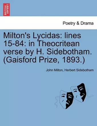 Milton's Lycidas cover