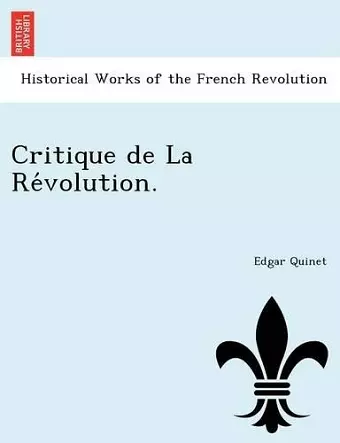 Critique de La Révolution. cover