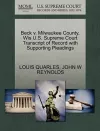 Beck V. Milwaukee County, Wis U.S. Supreme Court Transcript of Record with Supporting Pleadings cover