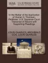 In the Matter of the Application of Homer G. Thomson, Petitioner. U.S. Supreme Court Transcript of Record with Supporting Pleadings cover