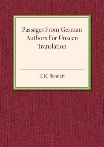 Passages from German Authors for Unseen Translation cover