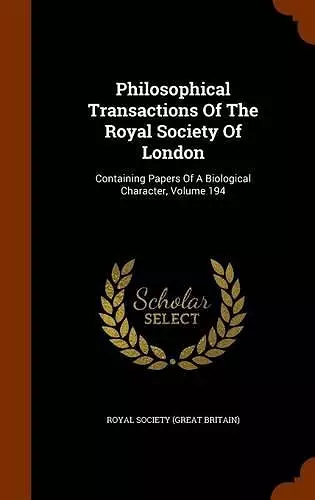 Philosophical Transactions of the Royal Society of London cover