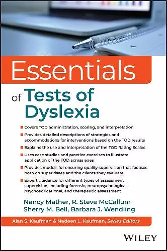 Essentials of the Tests of Dyslexia cover
