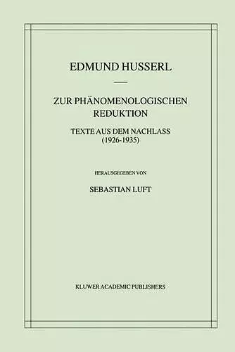 Zur Phänomenologischen Reduktion cover