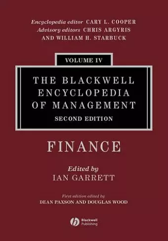 The Blackwell Encyclopedia of Management, Finance cover