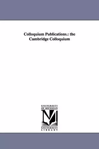 Colloquium Publications. cover