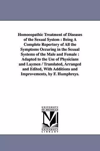 Homoeopathic Treatment of Diseases of the Sexual System cover