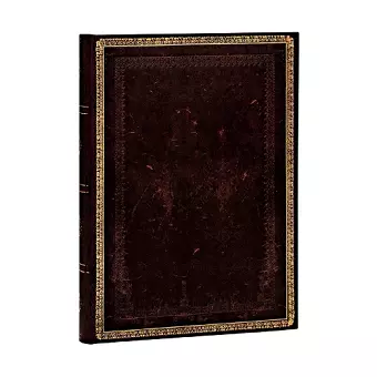 Black Moroccan (Old Leather Collection) Midi Lined Hardcover Journal (Elastic Band Closure) cover