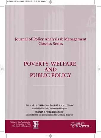 Poverty, Welfare, and Public Policy cover