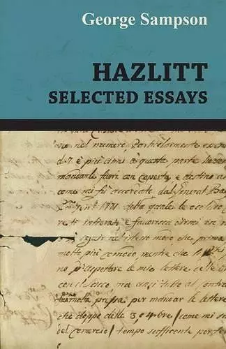 Hazlitt - Selected Essays cover