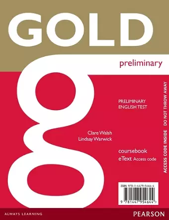 Gold Preliminary eText Coursebook Access Card cover