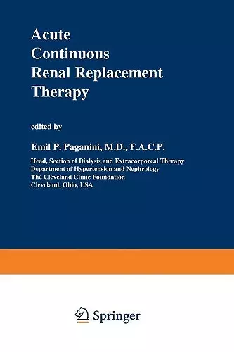 Acute Continuous Renal Replacement Therapy cover