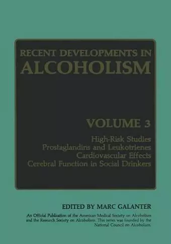 Recent Developments in Alcoholism cover