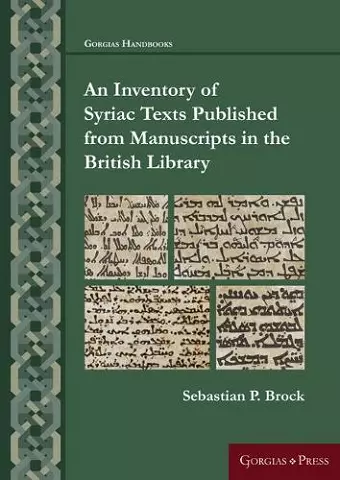 An Inventory of Syriac Texts Published from Manuscripts in the British Library cover