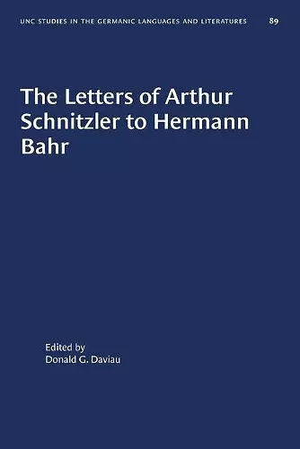 The Letters of Arthur Schnitzler to Hermann Bahr cover