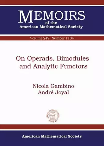 On Operads, Bimodules and Analytic Functors cover