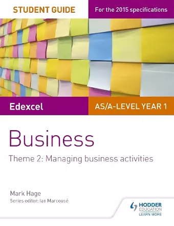 Edexcel AS/A-level Year 1 Business Student Guide: Theme 2: Managing business activities cover