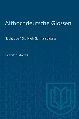 Althochdeutsche Glossen cover