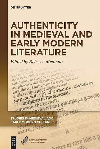 Authenticity in Medieval and Early Modern Literature cover