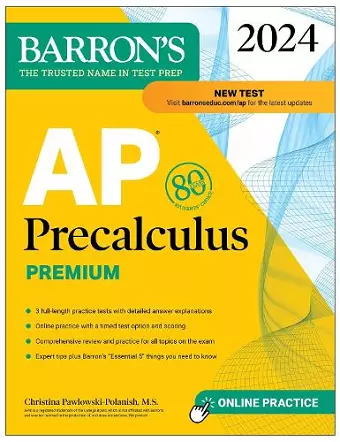 AP Precalculus Premium, 2024: 3 Practice Tests + Comprehensive Review + Online Practice cover
