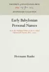 Early Babylonian Personal Names cover