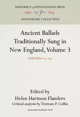 Ancient Ballads Traditionally Sung in New England, Volume 3 cover