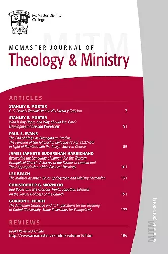 McMaster Journal of Theology and Ministry: Volume 16, 2014-2015 cover