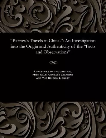 Barrow's Travels in China. cover