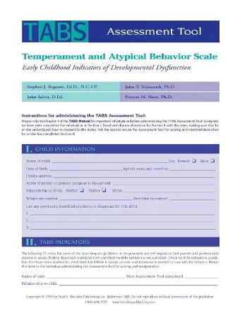 Temperament and Atypical Behavior Scale (TABS) Assessment Tool cover