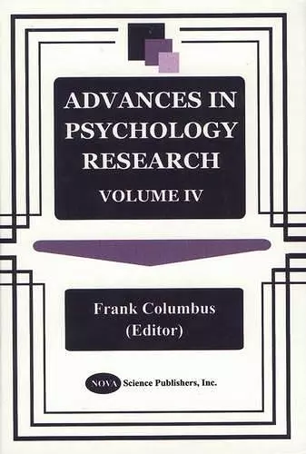 Advances in Psychology Research cover