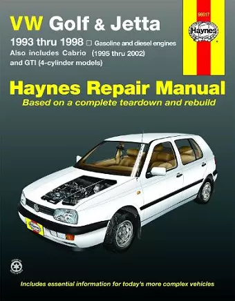 VW Golf, GTI and Jetta (93-98) and VW Cabrio (95-02) petrol & diesel Haynes Repair Manual (USA) cover