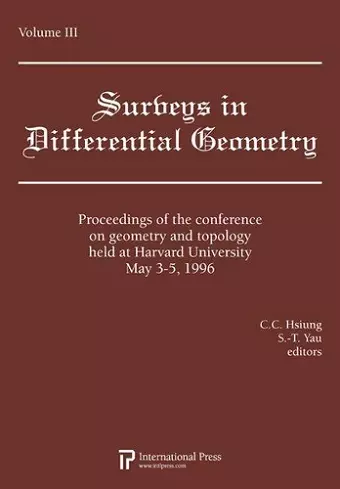 Lectures on Geometry and Topology held at Harvard University, May 3-5, 1996, Volume 3 cover