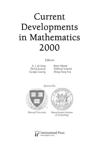 Current Developments in Mathematics, 2000 cover