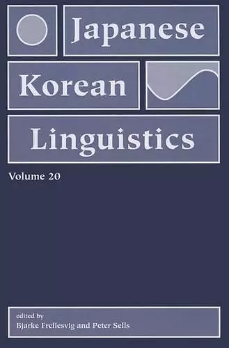 Japanese/Korean Linguistics, Vol. 20 cover