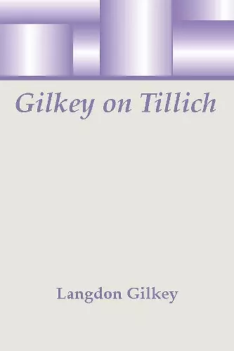 Gilkey on Tillich cover