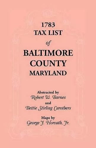 1783 Tax List of Baltimore County cover