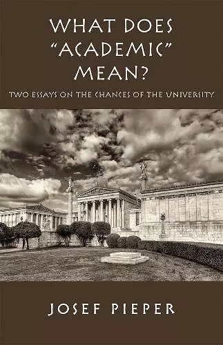 What Does "Academic" Mean? – Two Essays on the Chances of the University Today cover