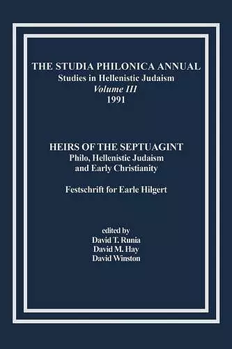The Studia Philonica Annual, III, 1991 cover